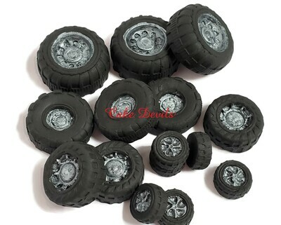 Fondant Tire Wheels Cake Decorations, Edible Tires for Cake and Cupcake Toppers