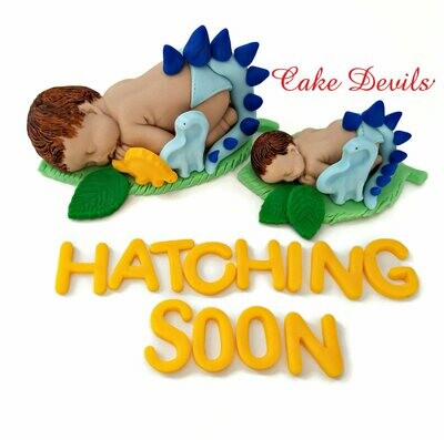 Dinosaur Baby Shower Cake Topper Fondant Sleeping baby