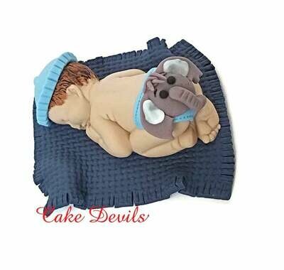 Fondant Elephant Diaper Sleeping Baby Shower Cake Topper