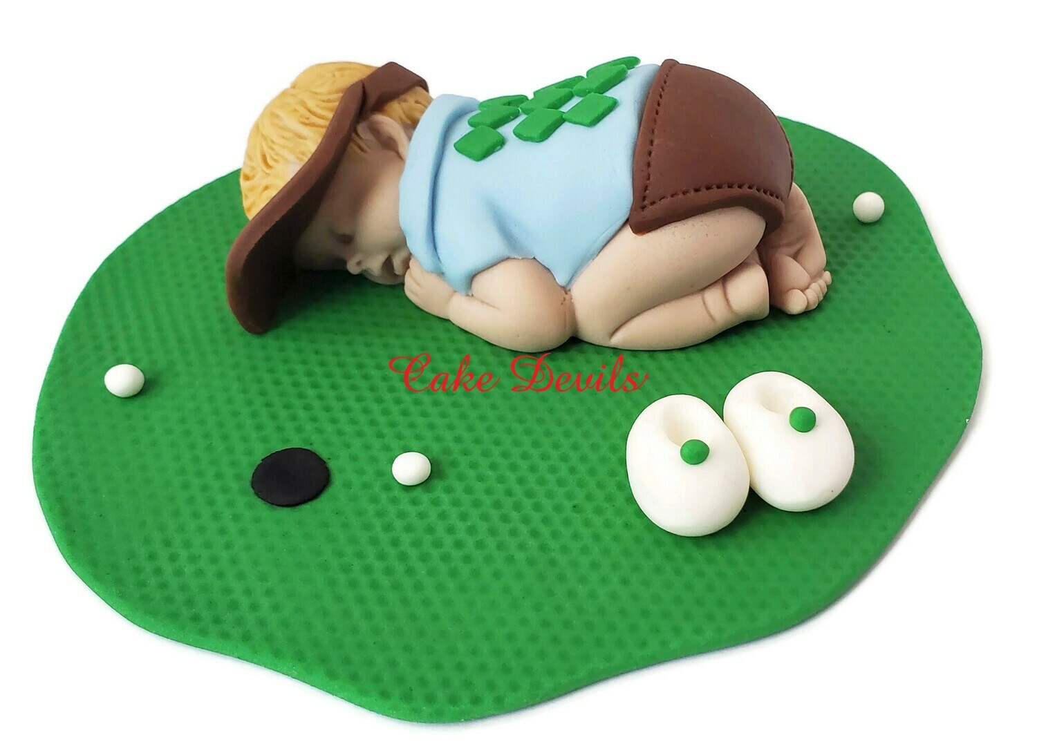 Golf Baby Shower Cake Topper, Fondant Sleeping Baby Cake Decorations, Hole in one baby shower theme