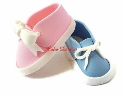 Gender Reveal Fondant Baby Shoes Cake Topper
