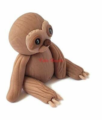 Fondant Baby Sloth Cake Topper, Handmade little Sloth sitting up Cake Decoration