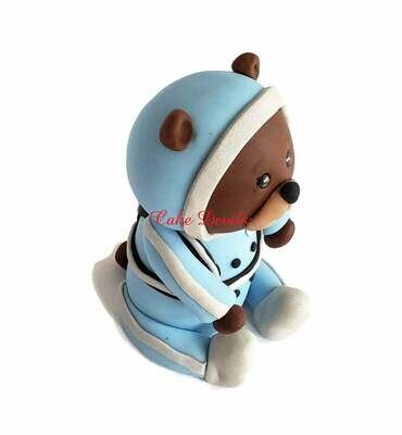 Fondant Astronaut Teddy Bear Cake Topper, Bear in Space Cake Decoration Great for a baby shower, birthday Cake and more
