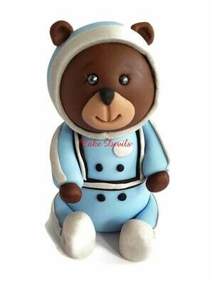 Fondant Astronaut Teddy Bear Cake Topper, Bear in Space Cake Decoration Great for a baby shower, birthday Cake and more