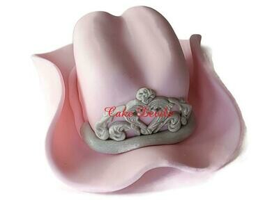 Rodeo Princess Fondant Cowgirl Hat Cake Topper with Tiara