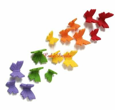 Fondant Rainbow Butterfly Cake Decorations, Cake Toppers, or CupCake Toppers