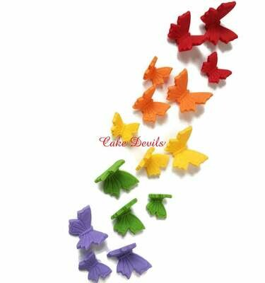 Fondant Rainbow Butterfly Cake Decorations, Cake Toppers, or CupCake Toppers