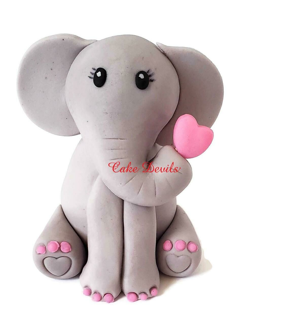 Fondant Elephant Cake Topper with Heart in trunk