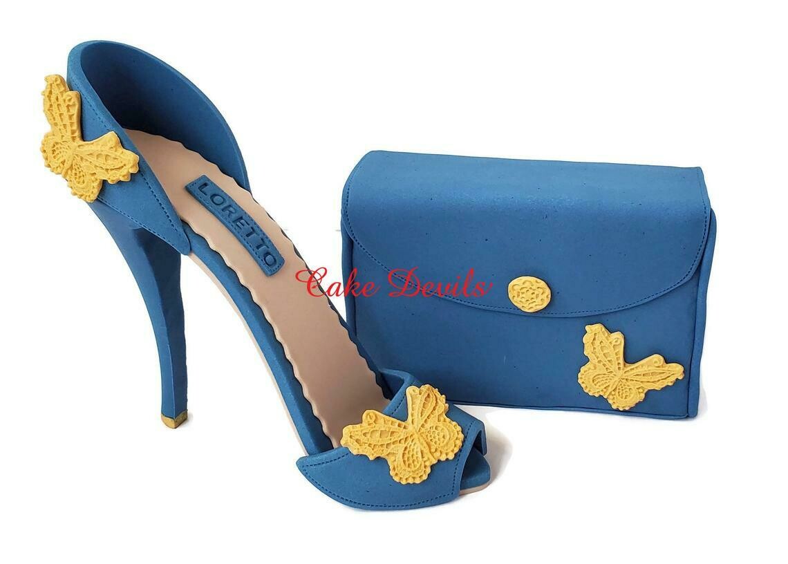 Fondant Butterfly High Heel Cake Topper with matching Clutch Purse