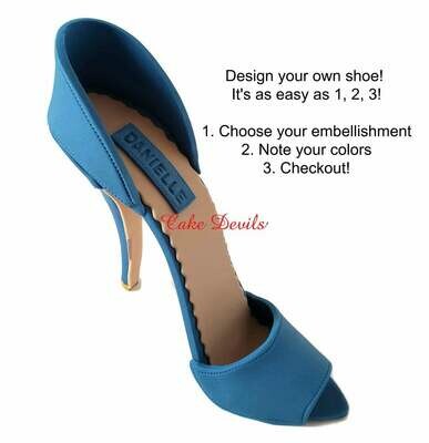 Fondant High Heel Shoe Cake Topper with custom Brooch