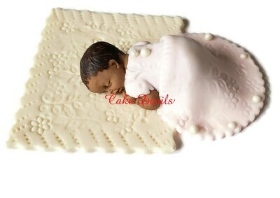 Fondant baby girl in dress Cake Topper perfect for a Baptism or Christening