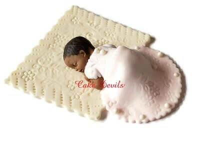 Fondant baby girl in dress Cake Topper perfect for a Baptism or Christening