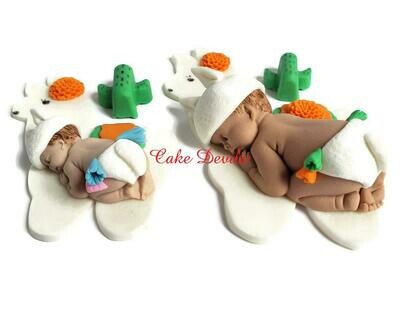 Fondant Llama Baby Shower Cake Topper