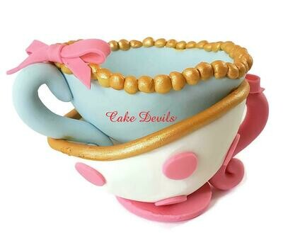Whimsical Fondant Tea Cups Cake Topper