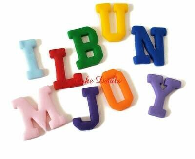 Fondant Letters, Handmade Edible fondant Collegiate Letters cake toppers