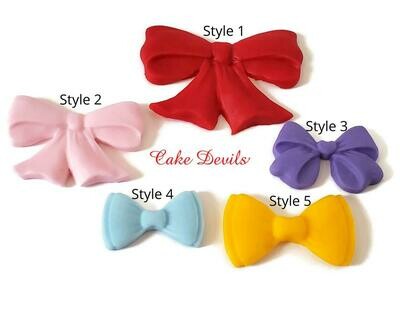 1 dozen Fondant Bows, Handmade Edible small fondant bow cake toppers
