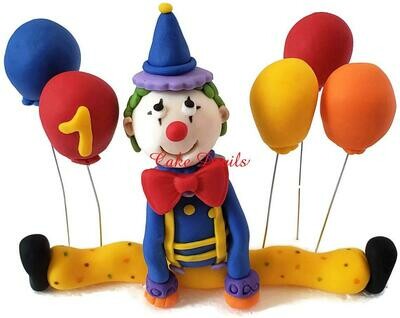 Fondant Circus Clown Cake Topper and 3D Fondant balloons Cake Decorations