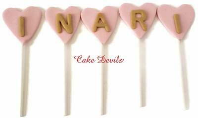 Fondant Letters in Hearts Cake Toppers