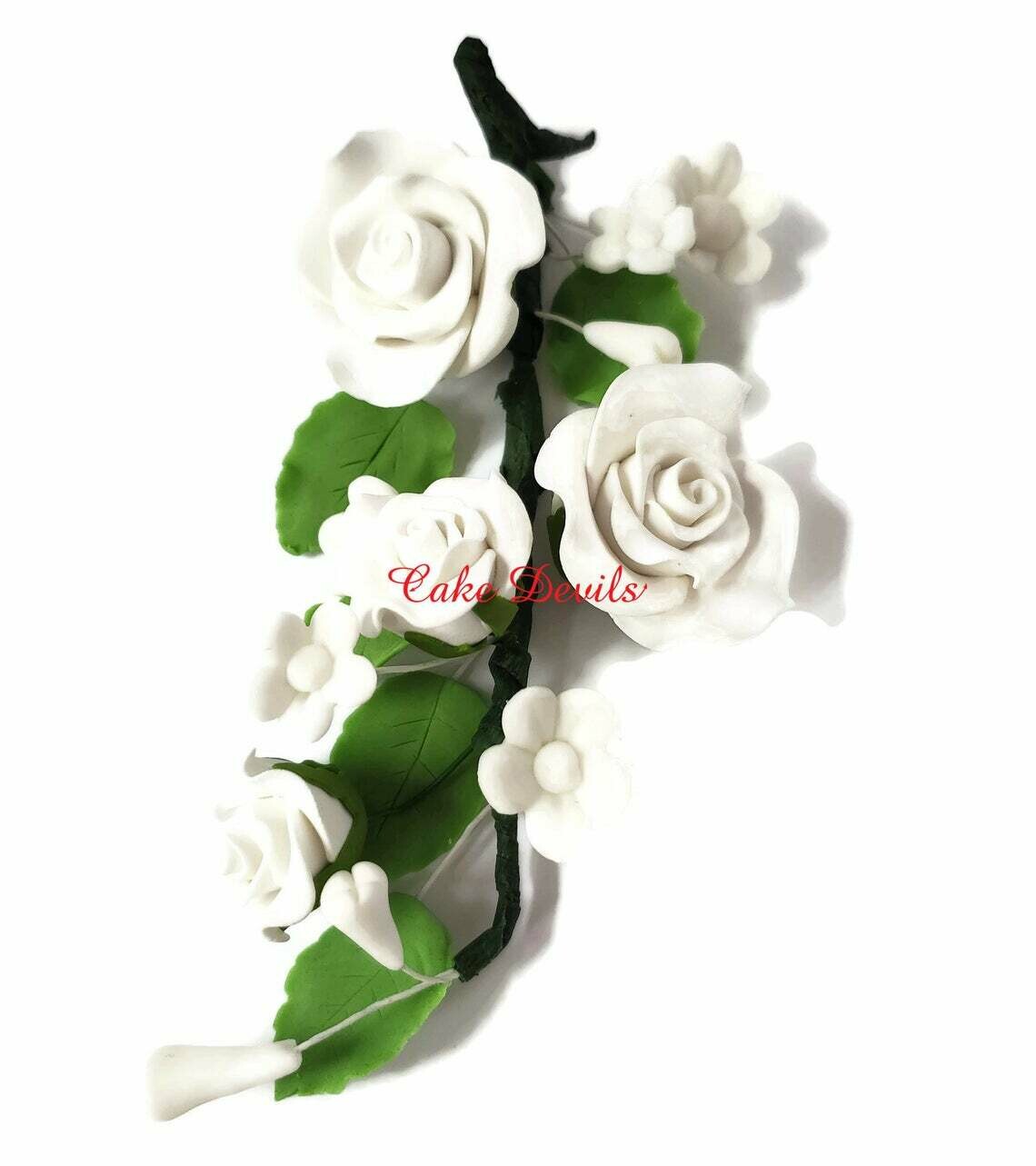 White Fondant Rose Cake Topper Spry