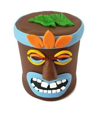 Large Fondant Tiki Head Cake Topper