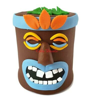 Tiki Head Cake Topper and Fondant Beach or Luau Party Cake Decorations