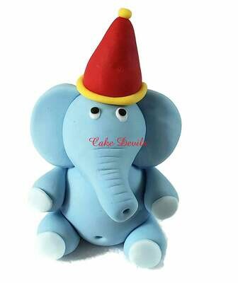 Fondant Circus Elephant Cake Topper with Balloons