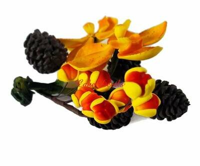 Fall Flowers and Pine cone Spray Cake Topper