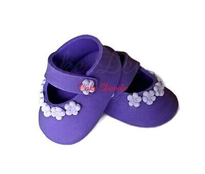 Baby Shower Shoes Cake Topper, Fondant Baby Booties with Flowers Cake Decorations