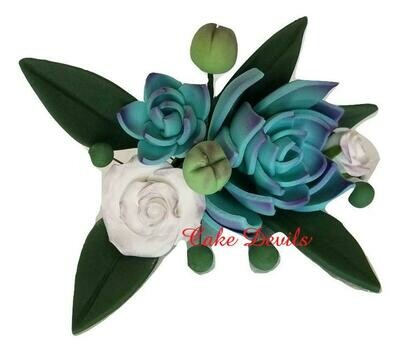 Succulent and Rose Spray Cake Topper