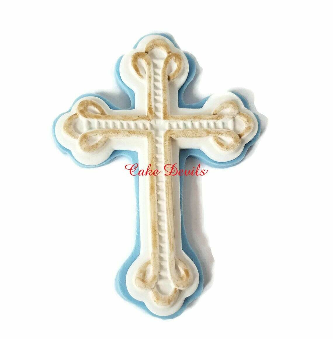 Fondant Cross Cake Topper for Baptism, Christening, Communion