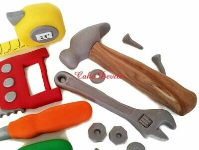 Tool Party Cake Toppers, Colorful Tools Cake Decorations