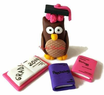Fondant Owl with Graduation Cap Cake Topper