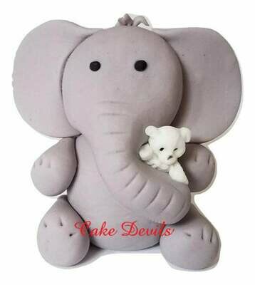 Fondant Elephant hugging Teddy Bear Cake Topper