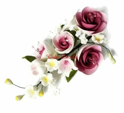Special! Burgundy Purple Fondant Rose Cake Topper