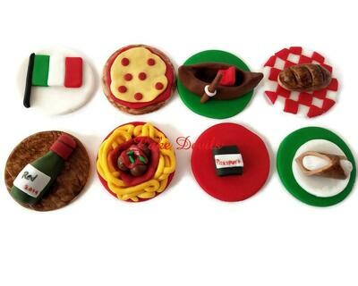 Italian Themed Fondant Cupcake Toppers