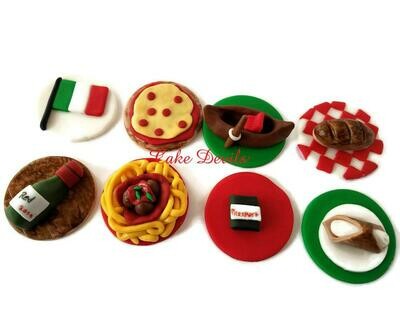 Italian Themed Fondant Cupcake Toppers