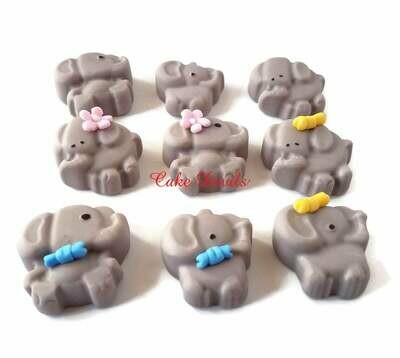 Fondant Elephant Cupcake Toppers and Cake Decorations