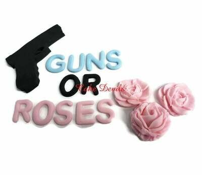 Guns or Roses Gender Reveal Cake Topper, Fondant