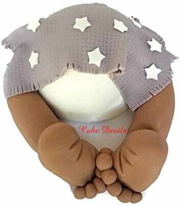 Star Pattern Baby Butt Baby Shower Cake Topper