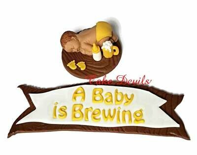 A Baby is Brewing Fondant Baby Shower Cake Topper