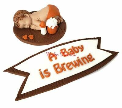 A Baby is Brewing Fondant Baby Shower Cake Topper