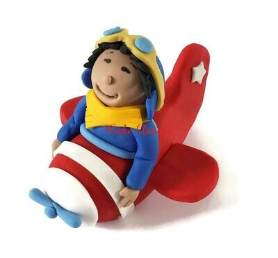 Boy in Plane Fondant Cake Topper