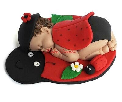 Ladybug Baby Shower Cake Topper, fondant