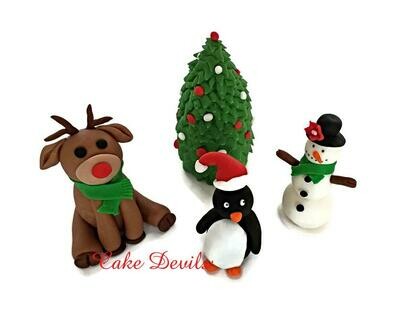 North Pole Holiday Cake Toppers, Fondant Christmas Decorations