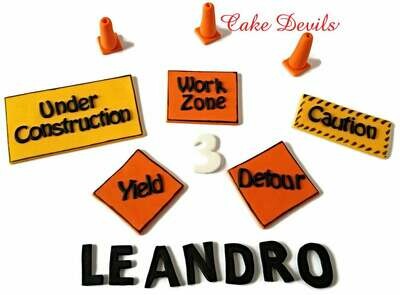 Construction Party, Work Zone Fondant Cake Decorations
