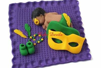 Fondant Mardi Gras Masquerade Mask Baby Shower Cake Topper