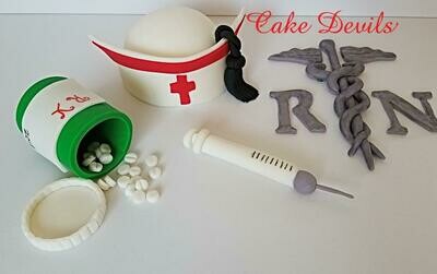 Nurse Graduation Cake Toppers, Fondant Nurse Kit
