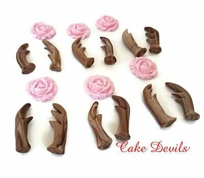 Fondant Antlers and Roses Cupcake Toppers