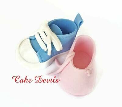 Fondant ballet slipper or sneaker Gender Reveal Cake Toppers