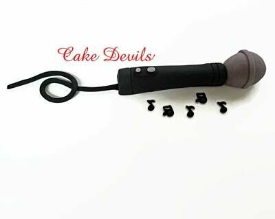 Fondant Microphone Cake Topper with Music note Cake Decorations